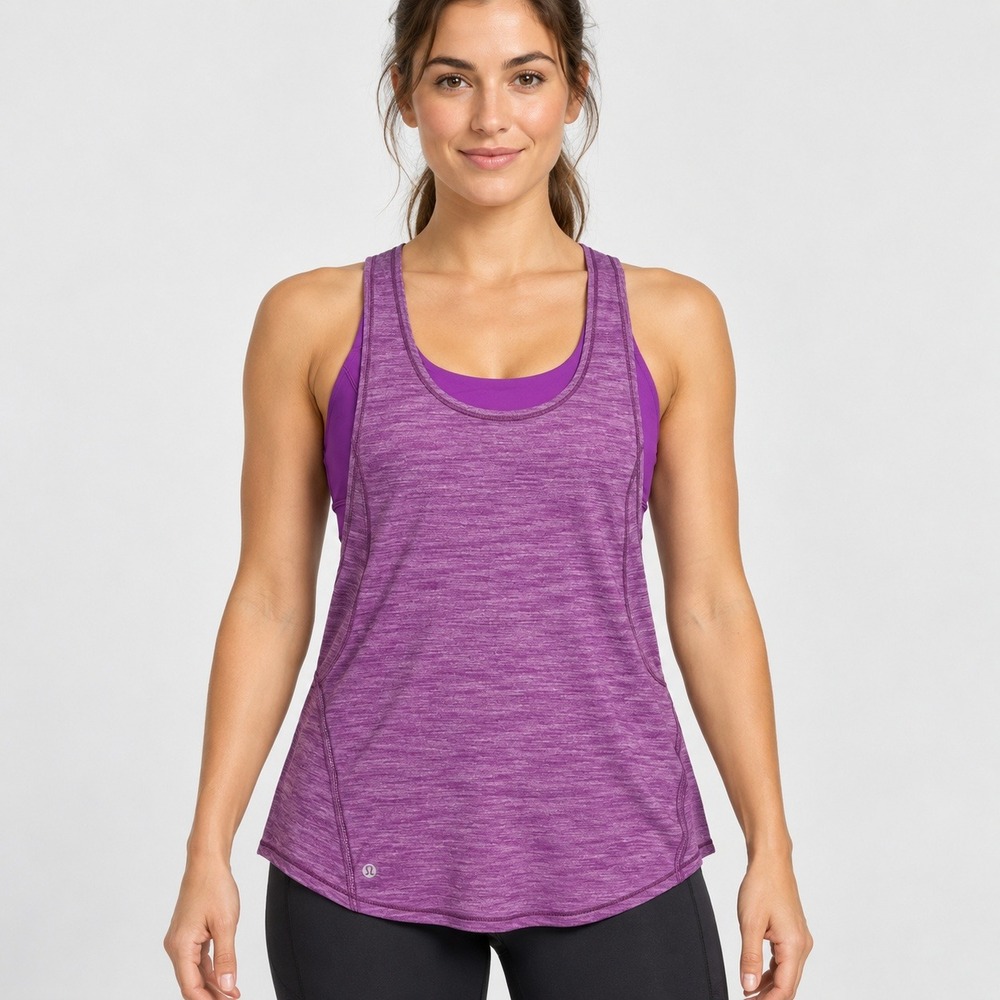 Lululemon Heathered Purple Built In Bra Racerback Activewear Tank Top Womens 6